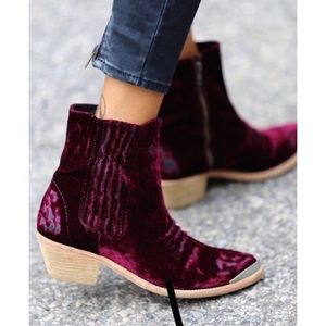 ON SALE Free People Maroon Velvet Barbary Boot